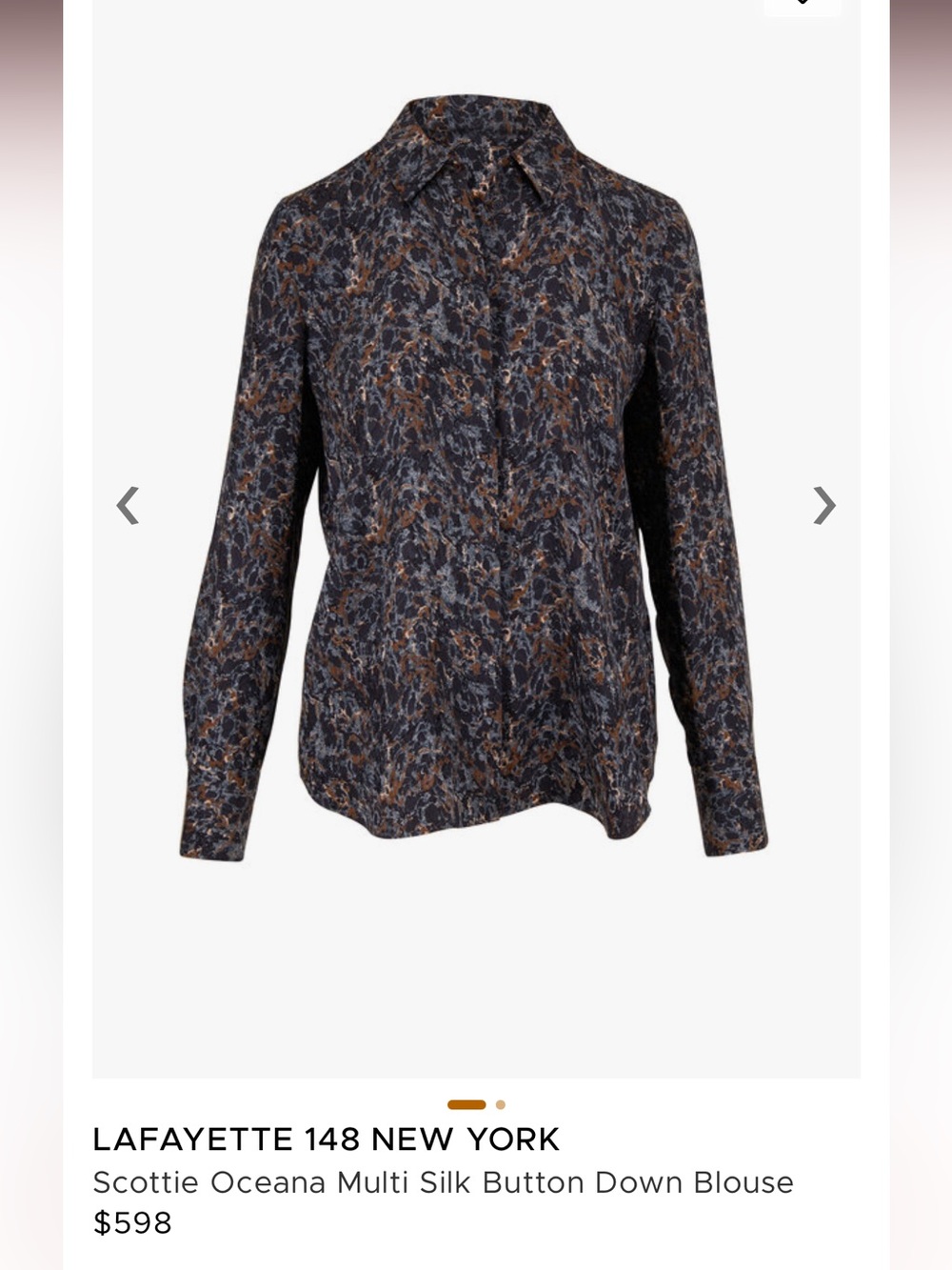 Lafayette 148 New York Scottie Oceana Multi-Print Silk Button-Down Blouse NWOT S